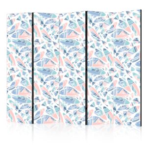Paraván - Fish in Minimalist Style - Fish in Aztec Style in Pastel Color Tones on a White Background