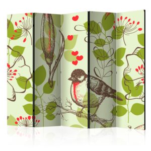 Paraván - Bird and lilies vintage pattern II