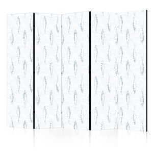 Paraván - Delicate Blue Fish - Mosaic Fish in Subtle Blue Color Shades with an Arched Pattern in the Background