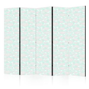 Paraván - Minimalist Fish - Fishes With Grey Dots Against a Crystal Sheet of Water in Mint Green Colors