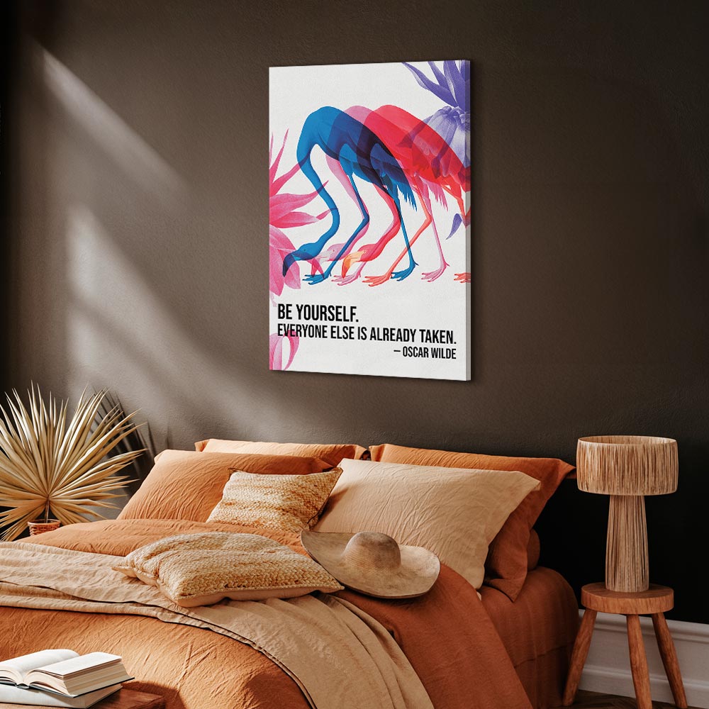Kép - Colorful Flamingos - Inspirational Quote with Colorful Bird Silhouettes - Image 2
