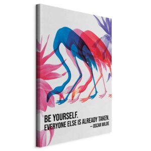 Kép - Colorful Flamingos - Inspirational Quote with Colorful Bird Silhouettes