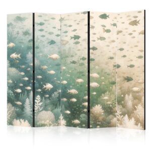 Paraván - Fish and Diverse Vegetation - A Group of Fish in Pastel Muted Colors Among Oceanic Vegetation