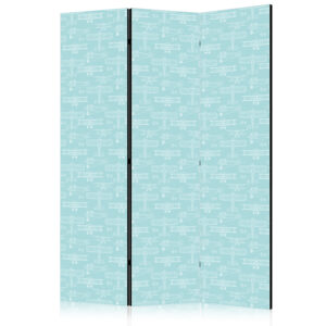 Paraván - Sketch - Outline of an Airplane in White on a Turquoise Background
