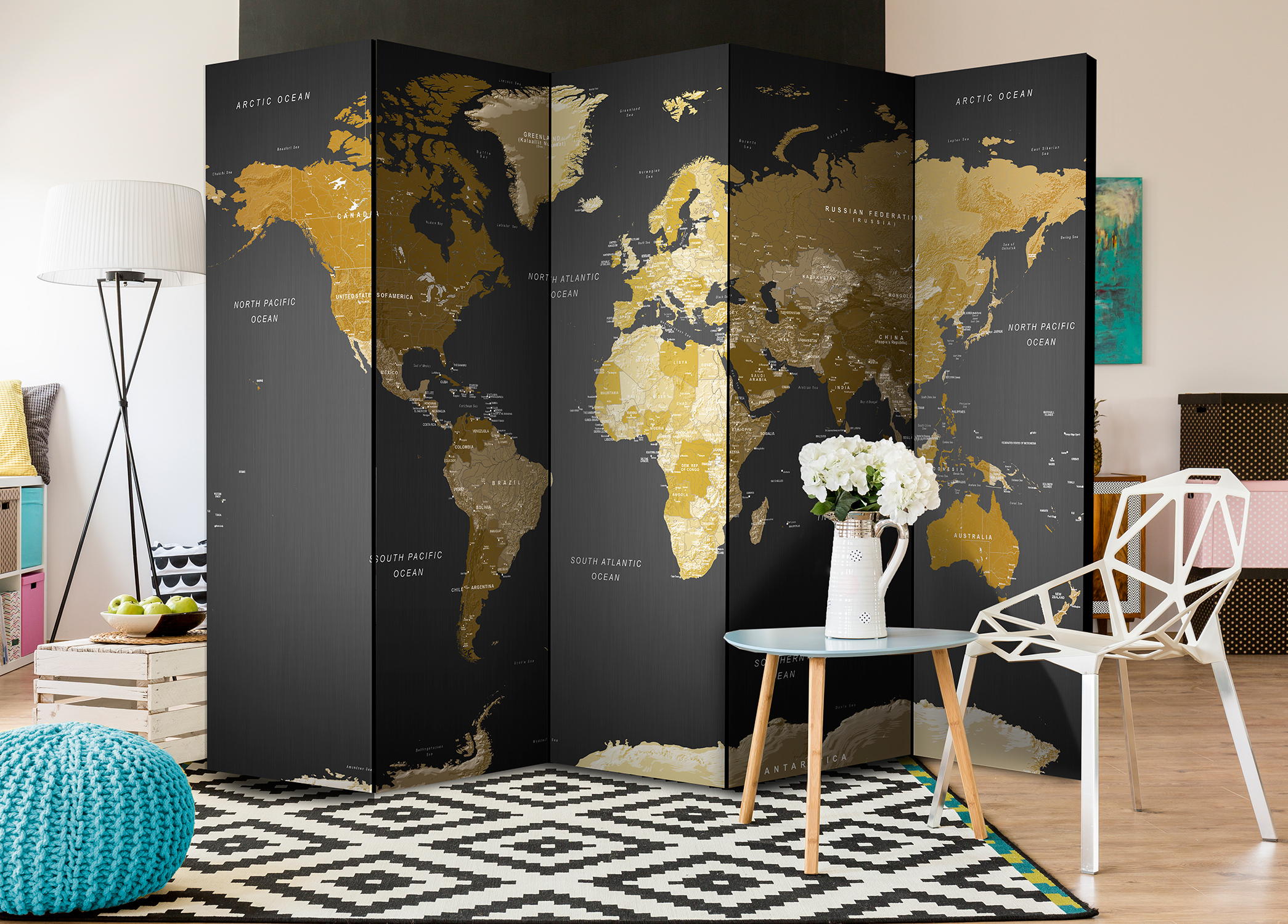Paraván - World map on dark background - Image 2