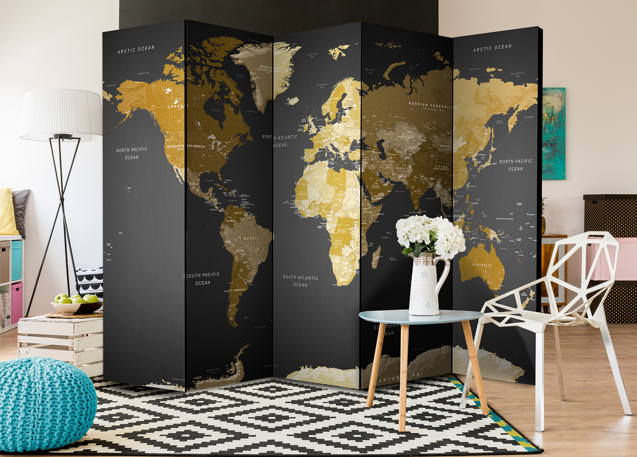 Paraván - World map on dark background - Image 5