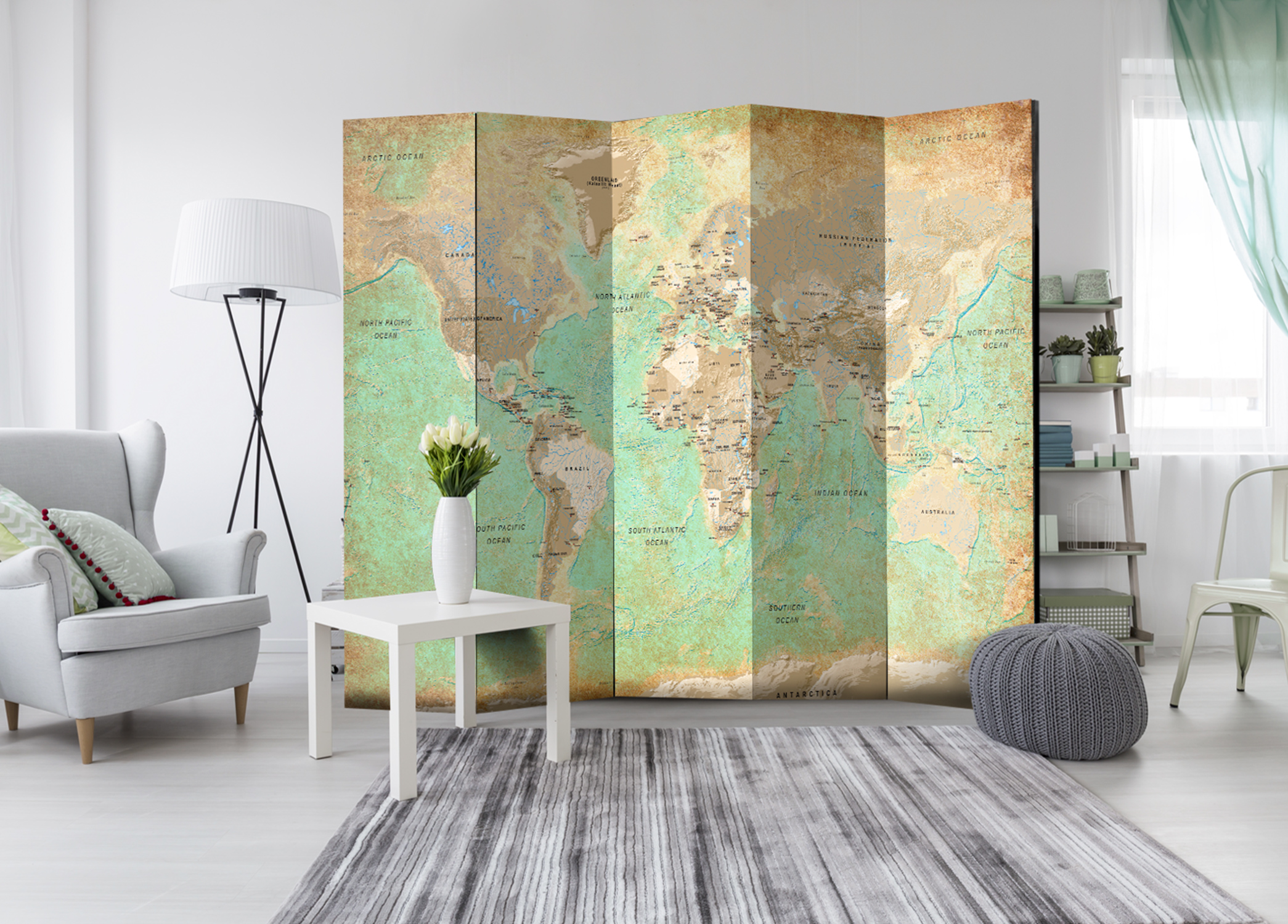 Paraván - Turquoise World Map - Image 2