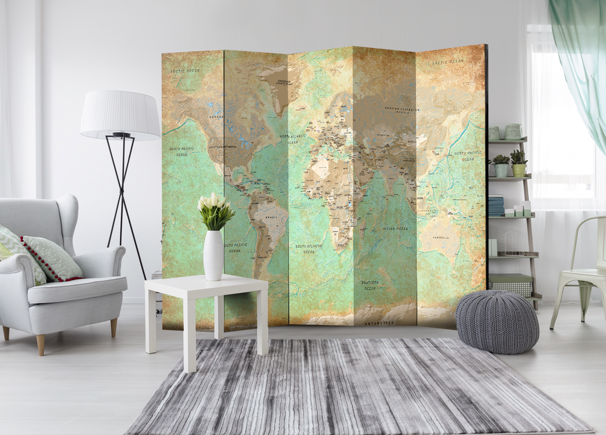 Paraván - Turquoise World Map - Image 5