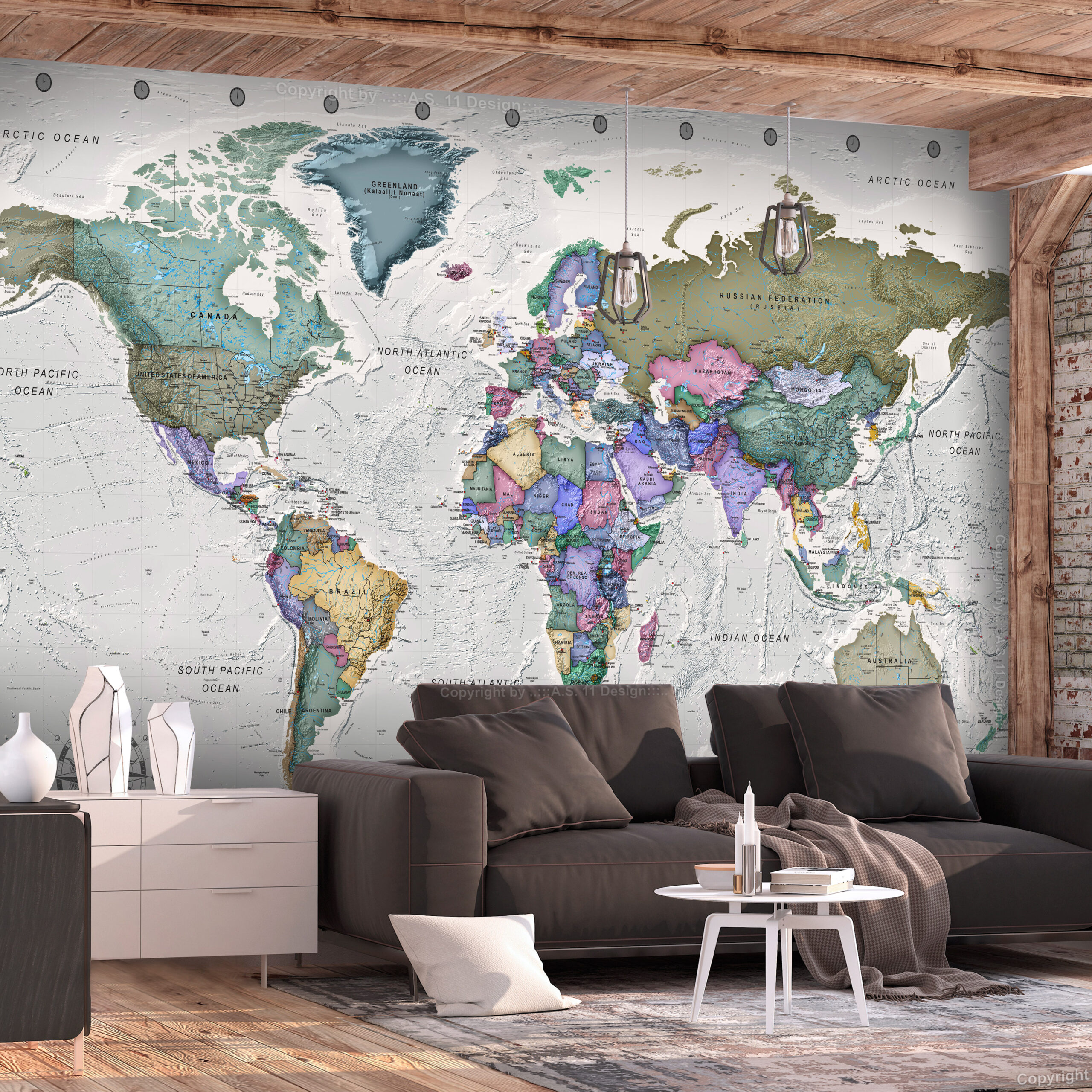 Fotótapéta - Geography study - world map with signed countries in English - Image 2
