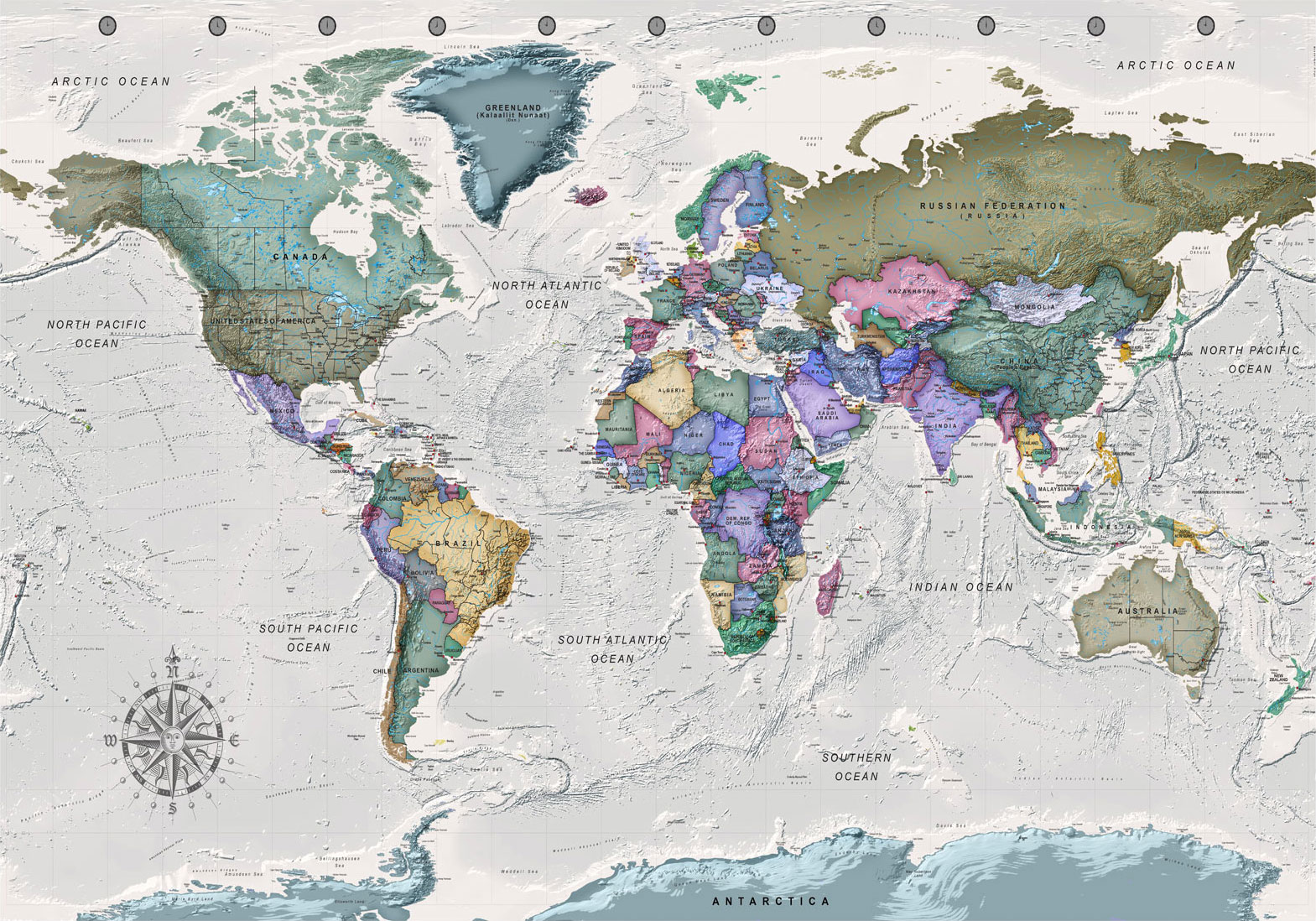 Fotótapéta - Geography study - world map with signed countries in English - Image 6