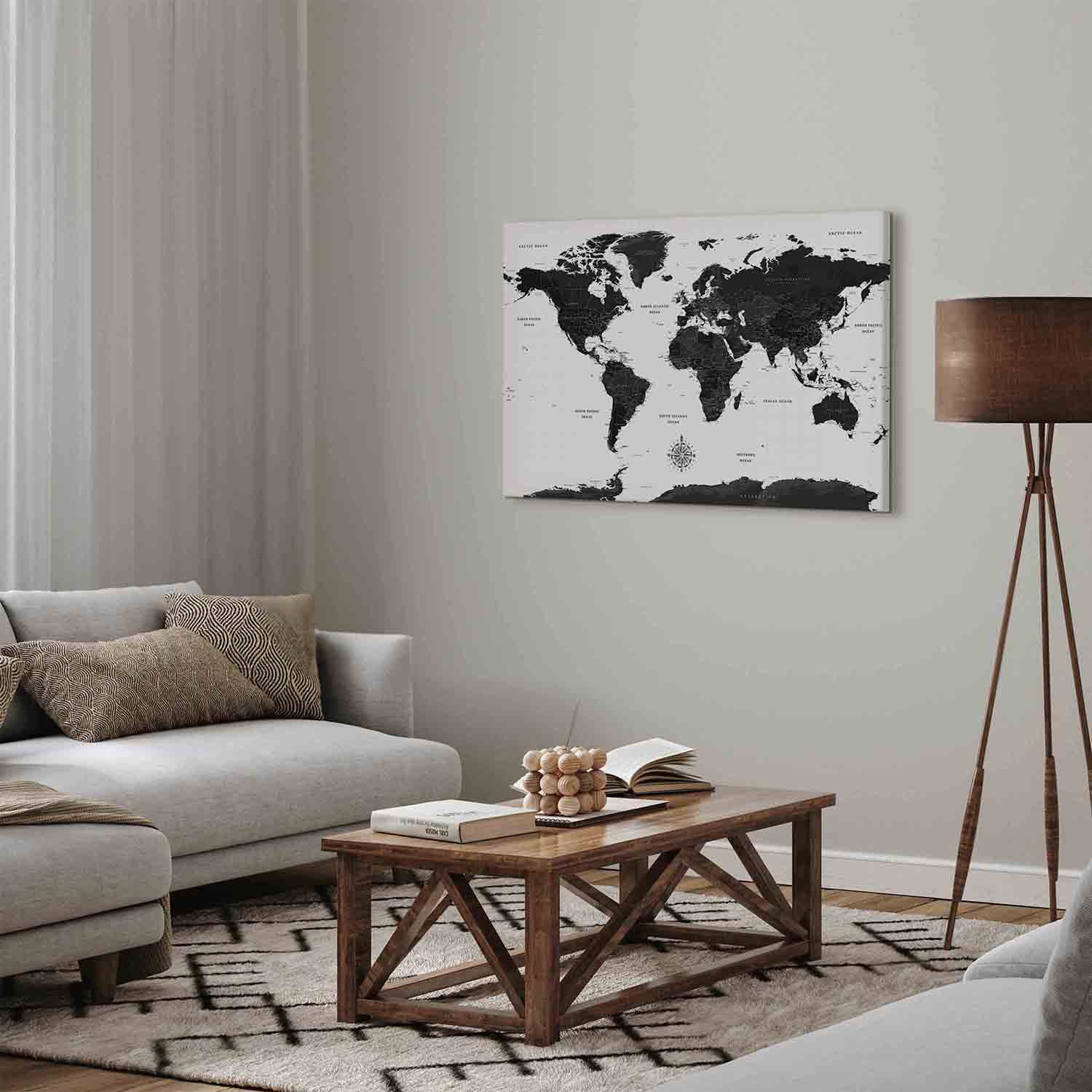 Kép - Black and White Map (1 Part) Wide - Image 5