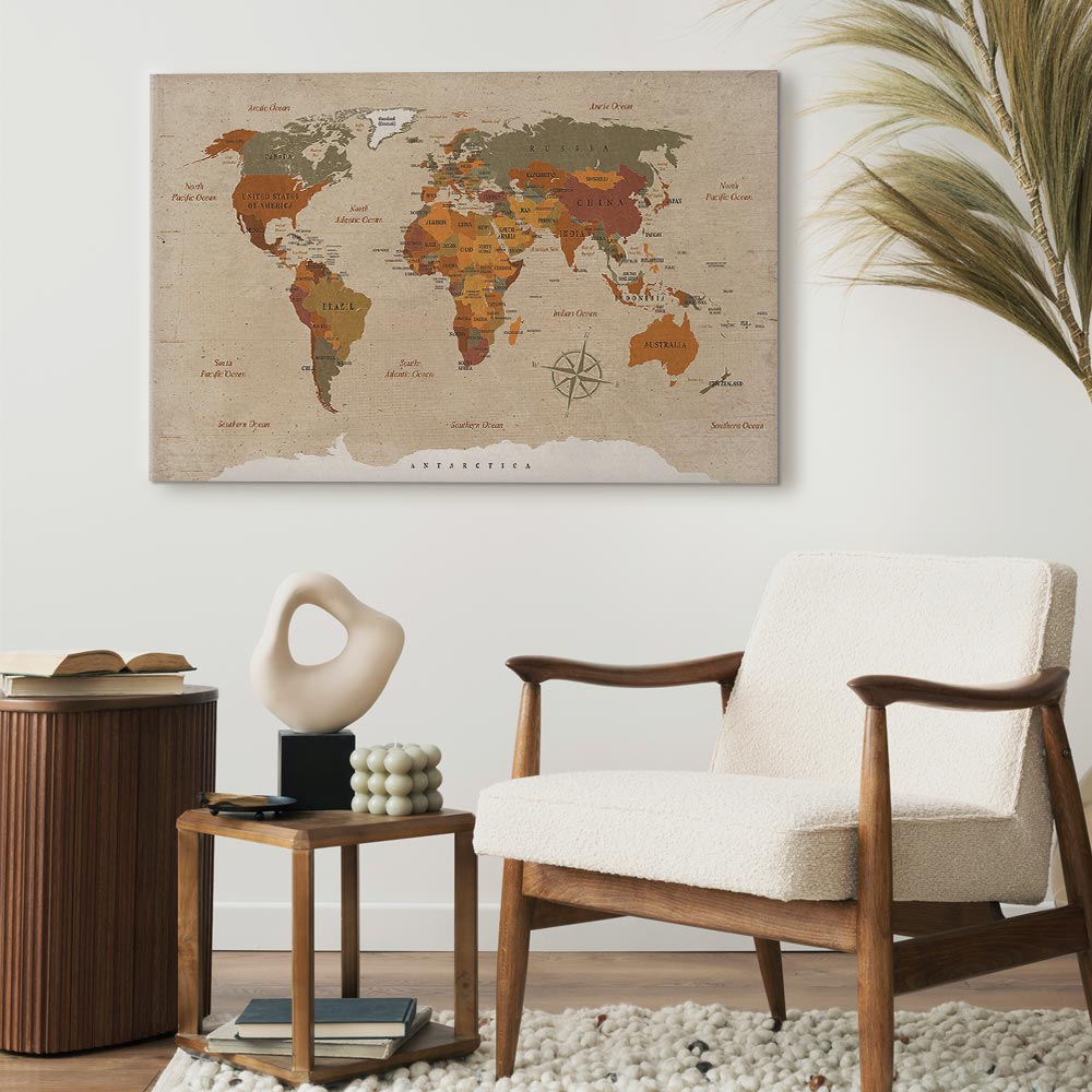 Kép - World Map: Beige Chic - Image 5