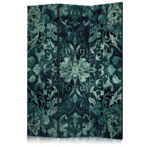 Paraván - Oriental Carpet Pattern - Emerald Ornaments and Rubbed Patterns